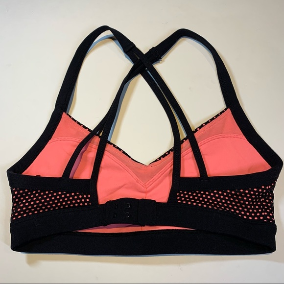 Lorna Jane coral and black peekaboo mesh sports bra - Picture 7 of 9